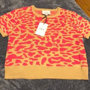 J.O.A. Crop top in tan and hot pink animal print